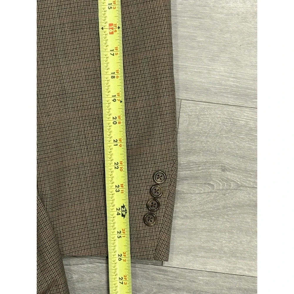 Vintage Burberry Men's Houndstooth‎ Double Breasted Wool Blazer Sport Coat 46 L